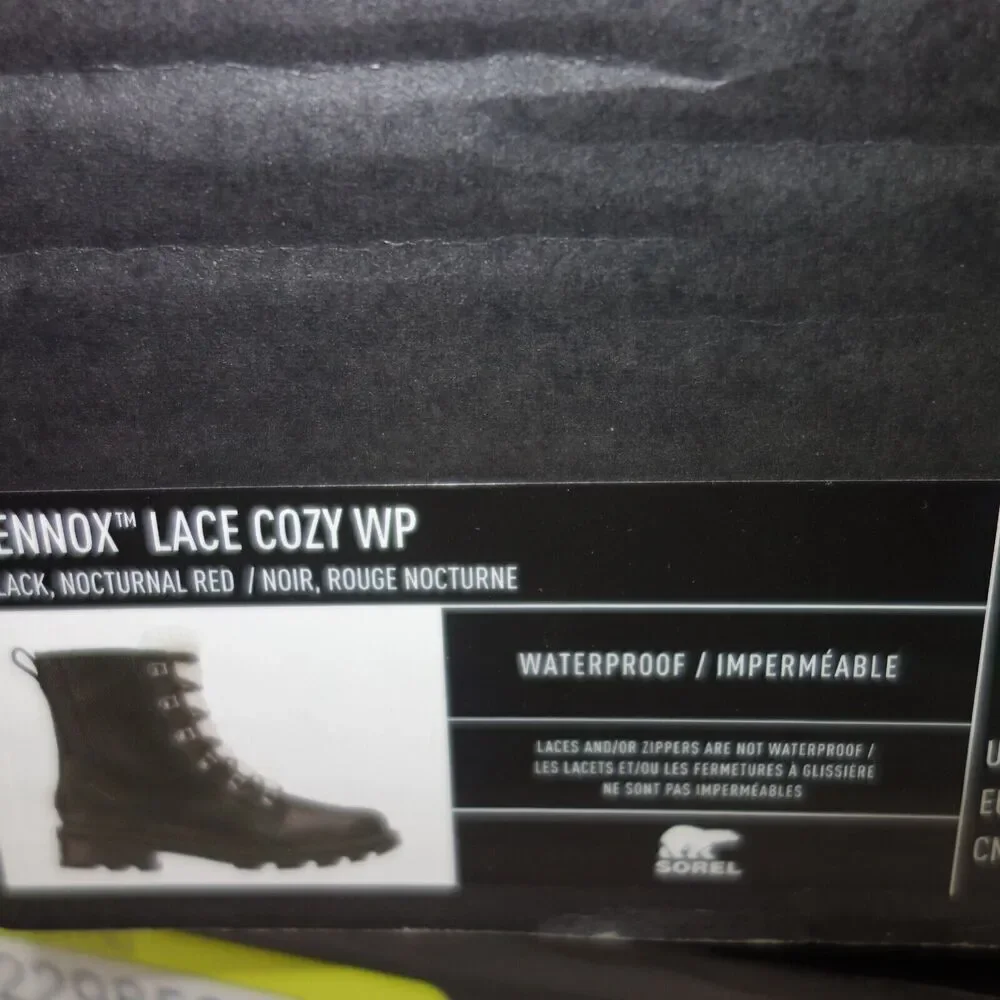NEW Sorel Women's 5 Lennox Lace Cozy Boots Waterproof Shearling Lug  Black